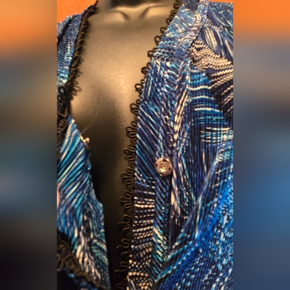 Ninety Elegant Blue Patterned Women's Stretchy Faux Wrap Dress SzM - Picture 8 of 11